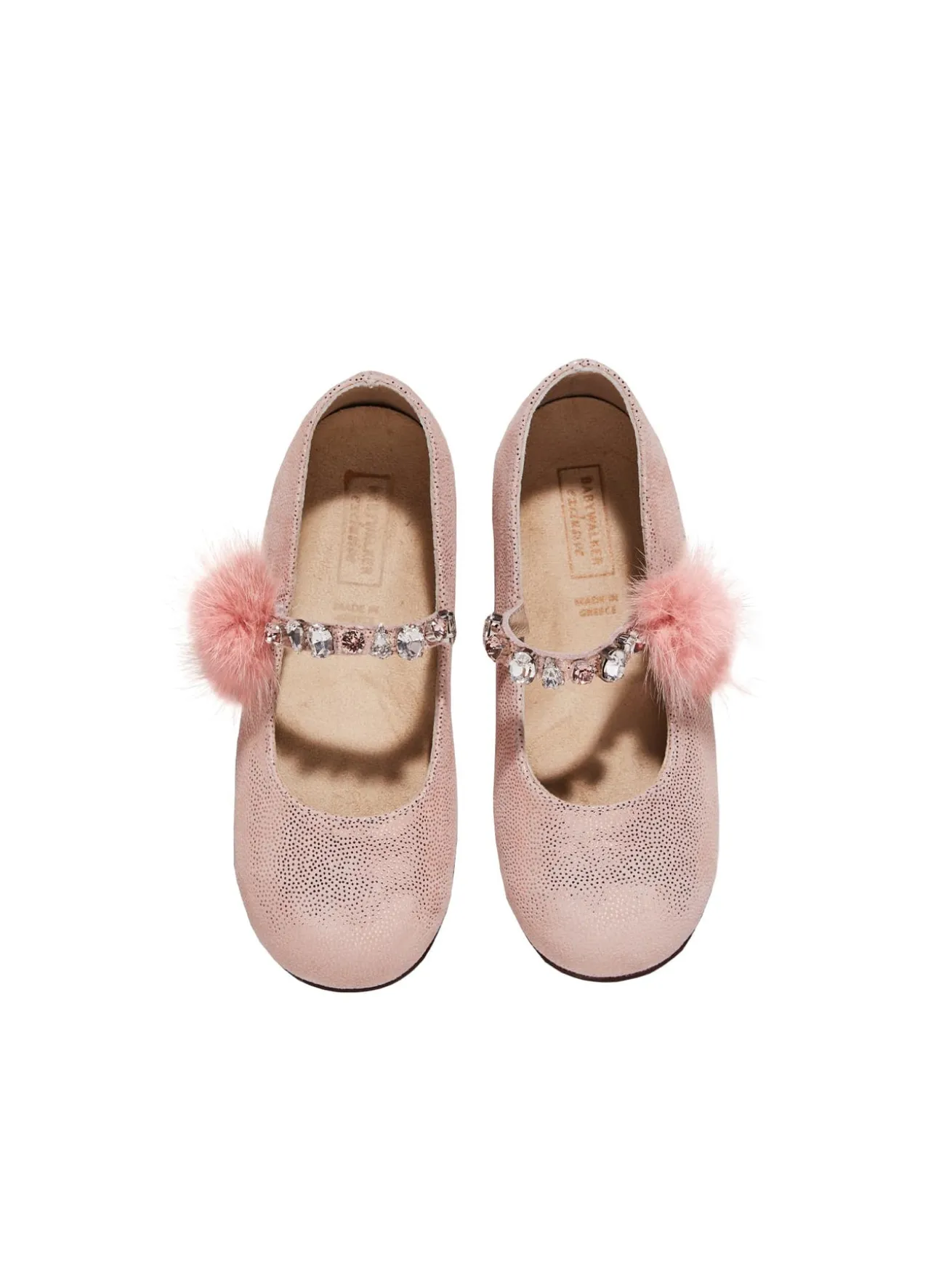 Single Strap Swarovski Crystal Fur Embellished Ballerinas