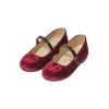 Single Strap Velcro Velvet Fabric Ballerinas