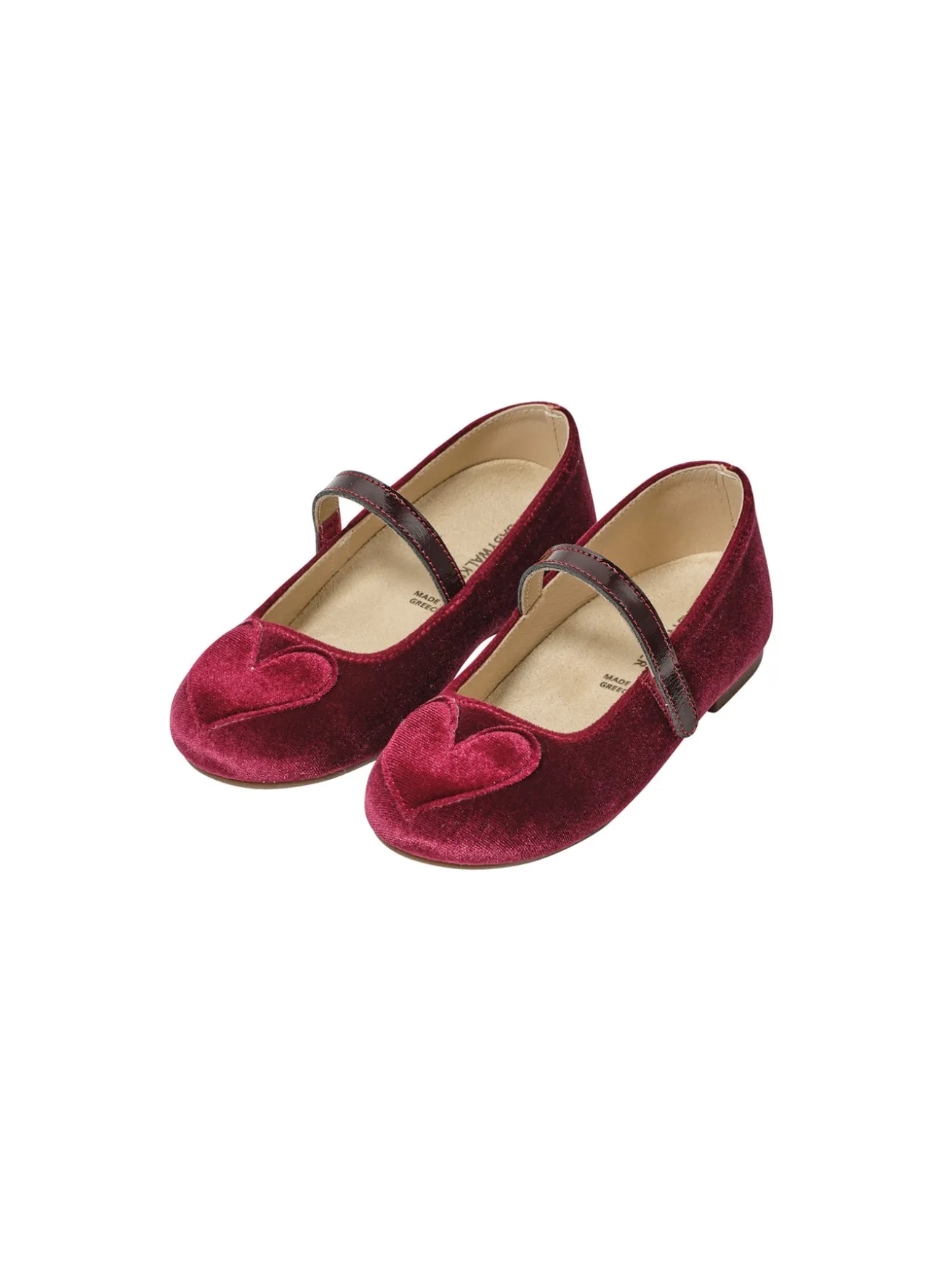 Single Strap Velcro Velvet Fabric Ballerinas