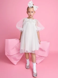 Snowy Petal Tulle Dress